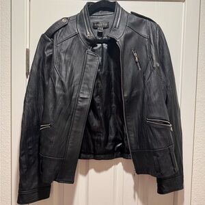 Bagatelle Black Leather Moto Jacket